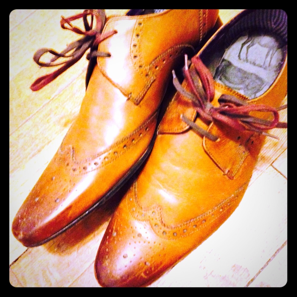 BEN SHERMAN Wing-Tip Perforated Camel/Blk 10.5-11